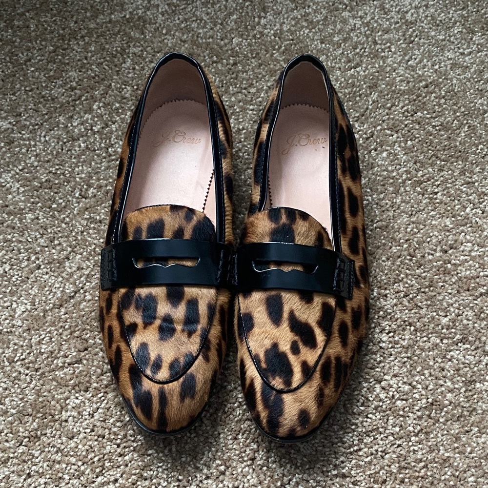 J. Crew Cowhide Leopard Print Loafer Flats